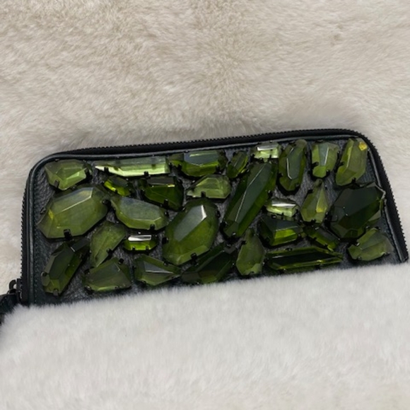 Burberry Jeweled Clutch Dark Green Color